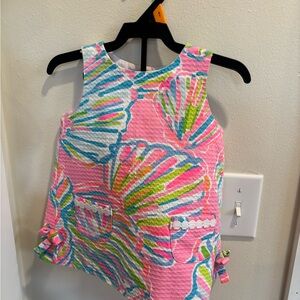 Lilly Pulitzer Pink and Green Seashell Print Swing Back Diaper Set